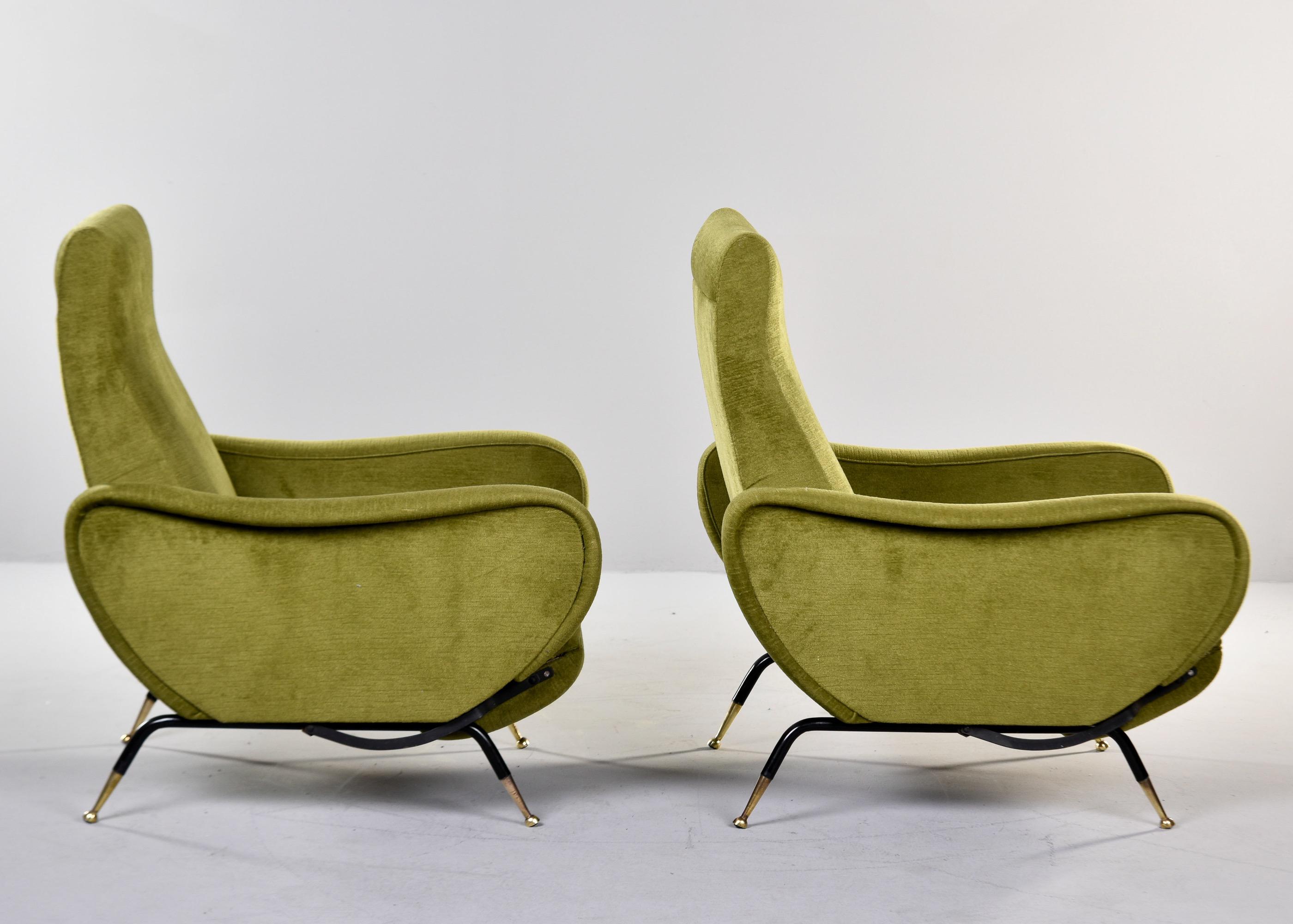 Pair Mid Century Italian Reclining Lounge Chairs 1