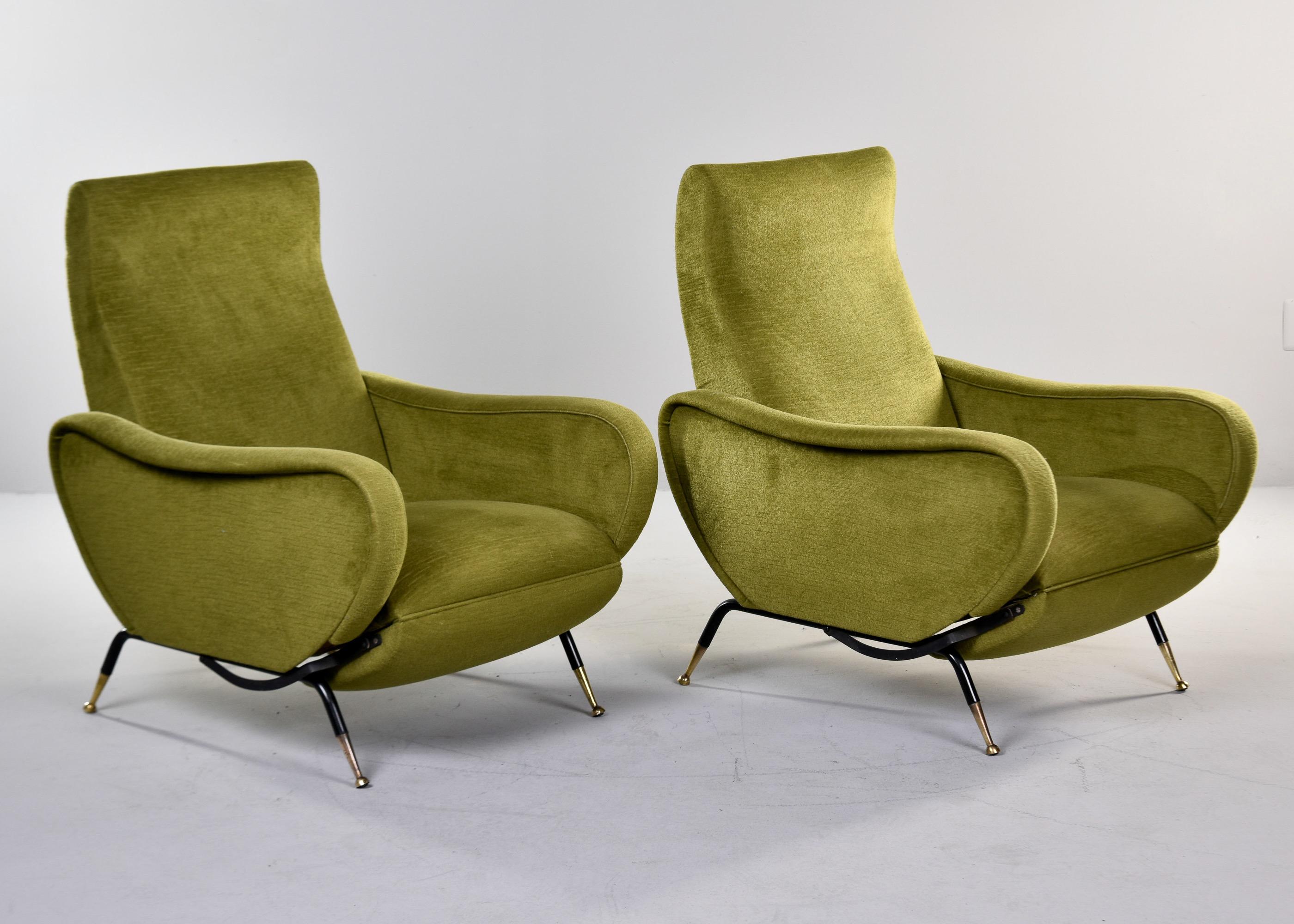Pair Mid Century Italian Reclining Lounge Chairs 2