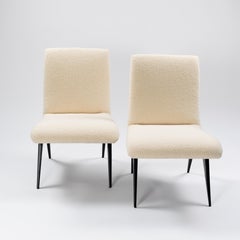 Pareja de Sillas Slipper Italianas de Mediano Siglo Cubiertas de Bouclé de Vittorio Dassi, Años 50