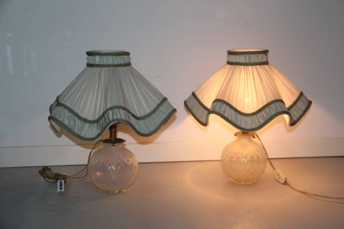 Fabric Pair of Mid-Century Modern Italian Table Lamp Seguso Design 1950