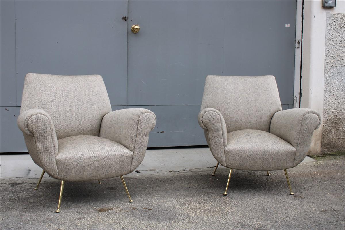 Pair midcentury Italòian Design armchairs Gigi Radice for Minotti 1950s.