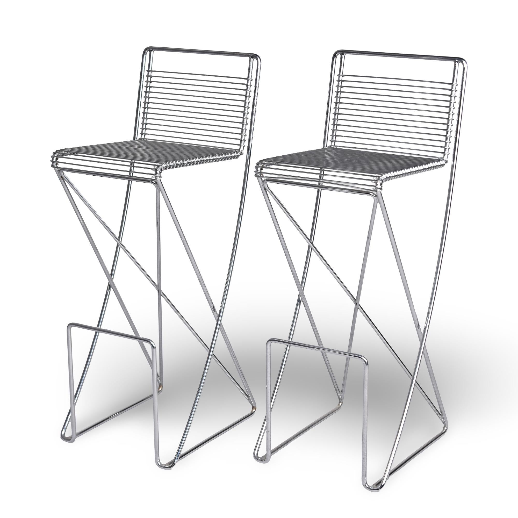 Pair Mid Century Kreuzschwinger Chrome Bar Stools by Till Behrens for Shulbach For Sale 5