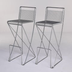 Pair Mid Century Kreuzschwinger Chrome Bar Stools by Till Behrens for Shulbach