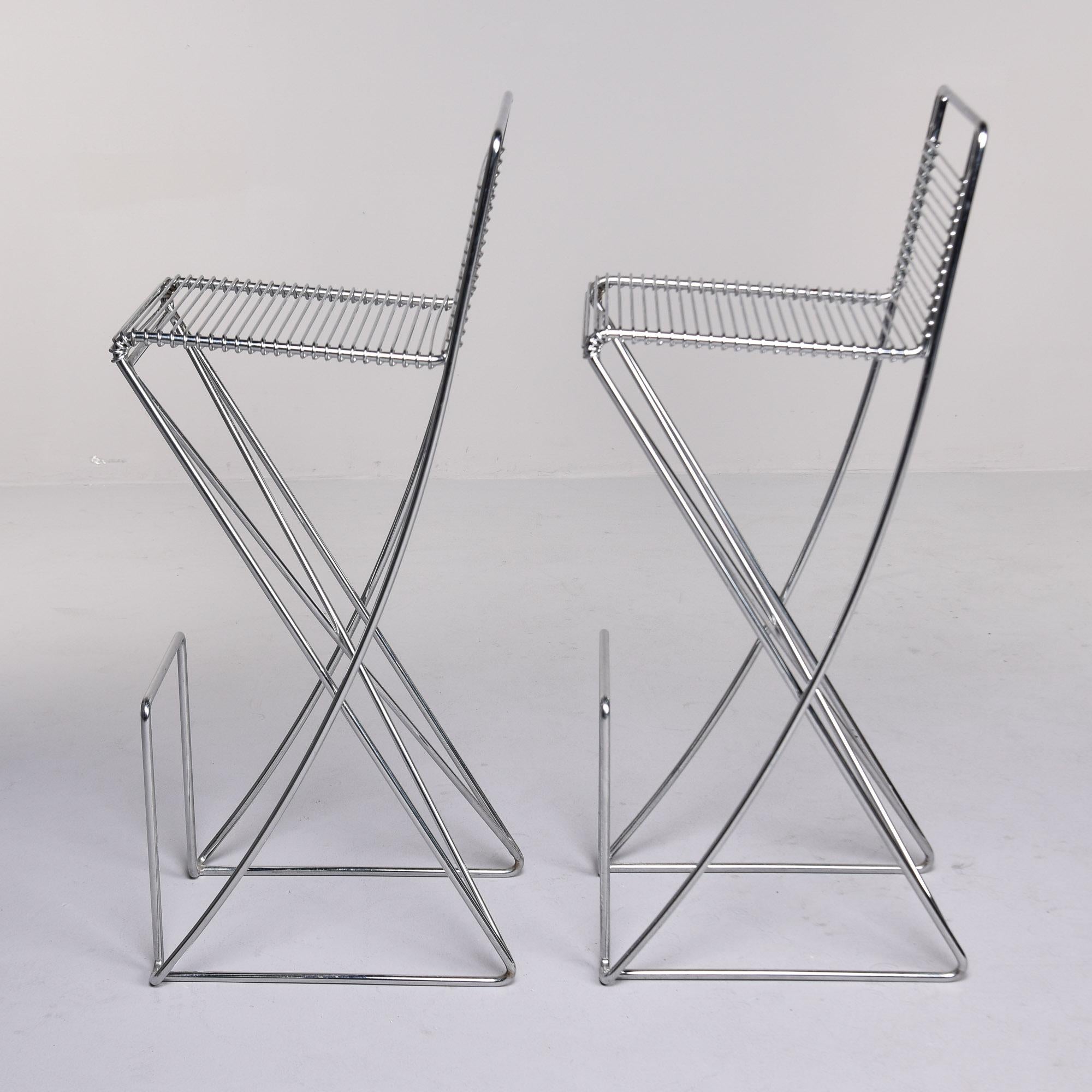 German Pair Mid Century Kreuzschwinger Chrome Bar Stools by Till Behrens for Shulbach For Sale