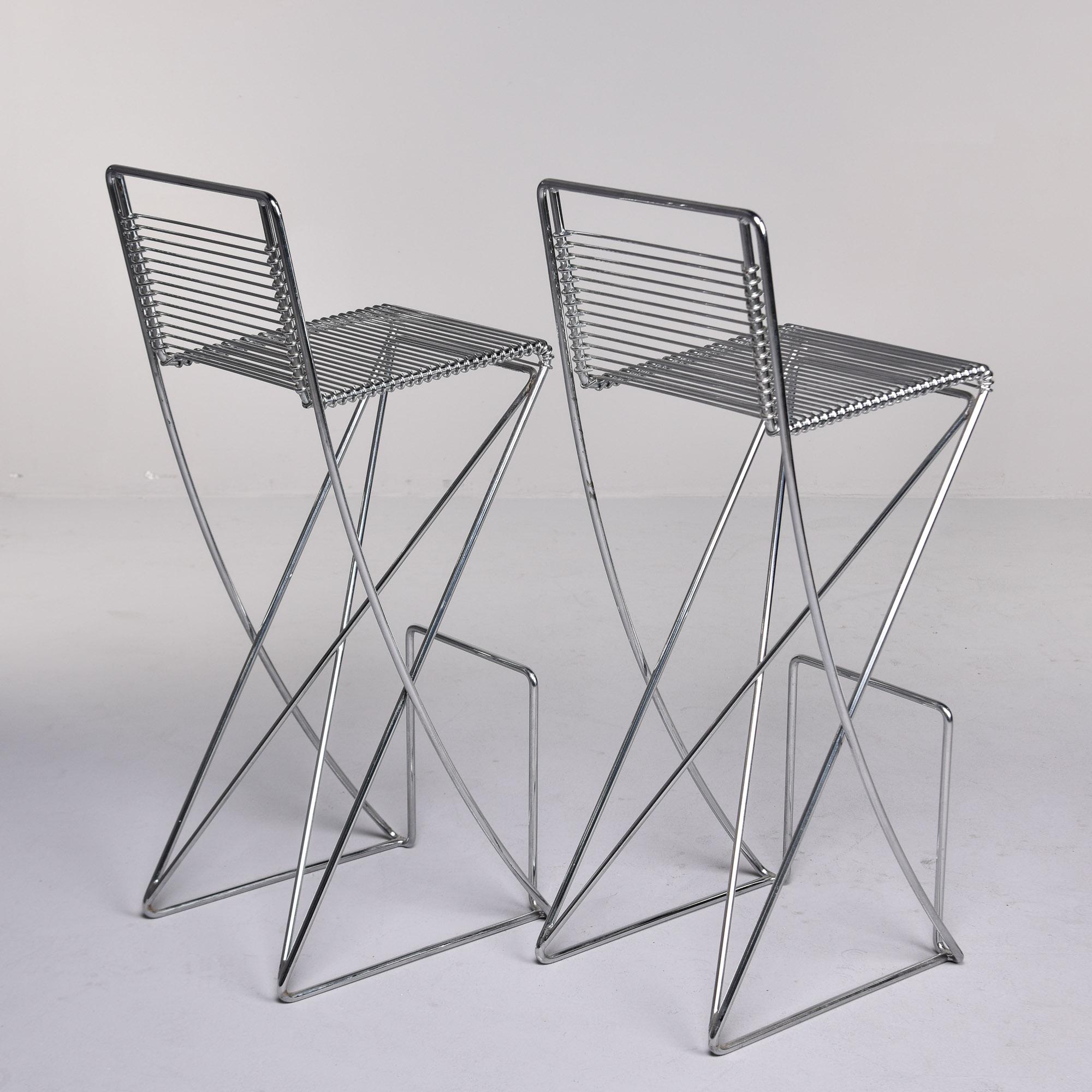 Metal Pair Mid Century Kreuzschwinger Chrome Bar Stools by Till Behrens for Shulbach For Sale