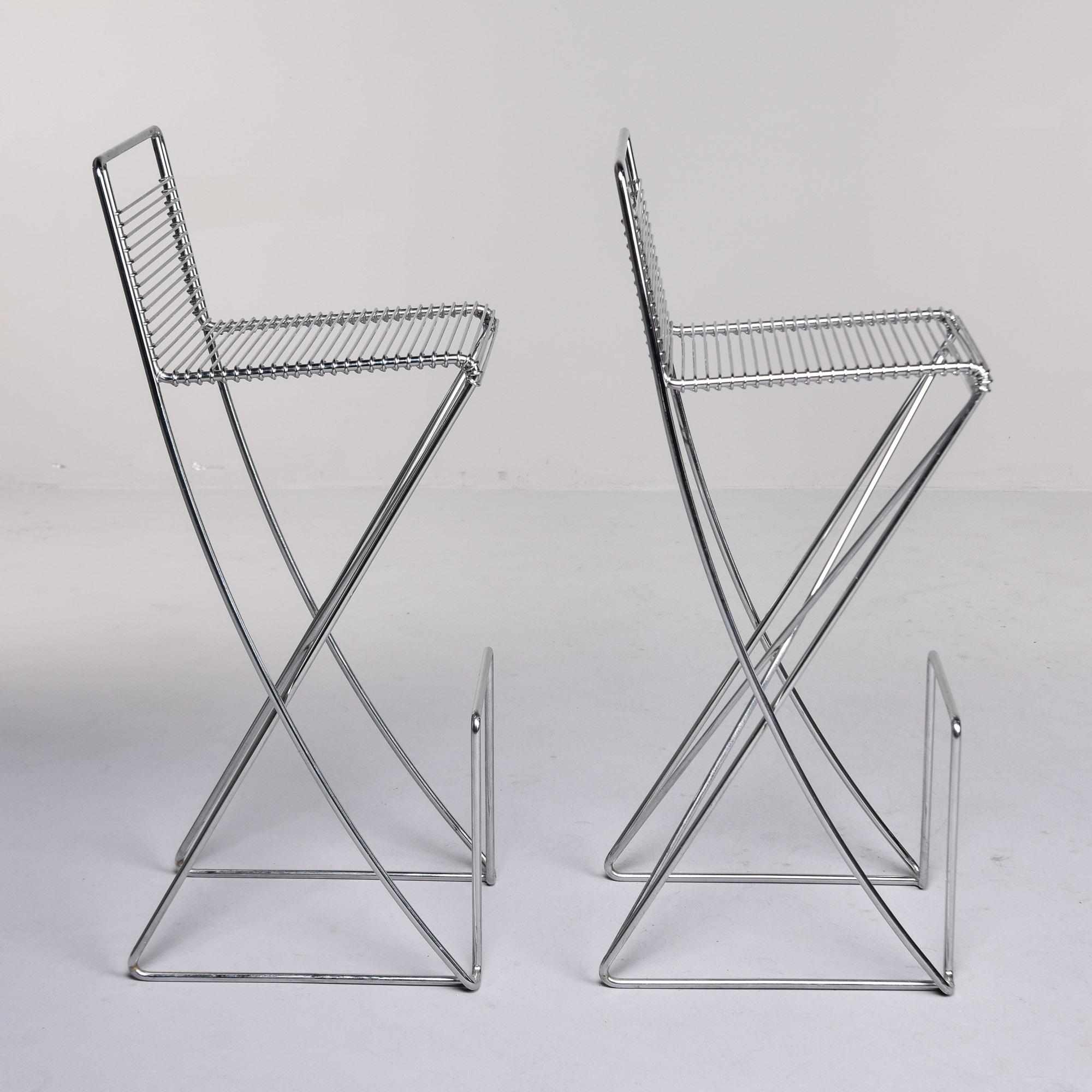 Pair Mid Century Kreuzschwinger Chrome Bar Stools by Till Behrens for Shulbach For Sale 1