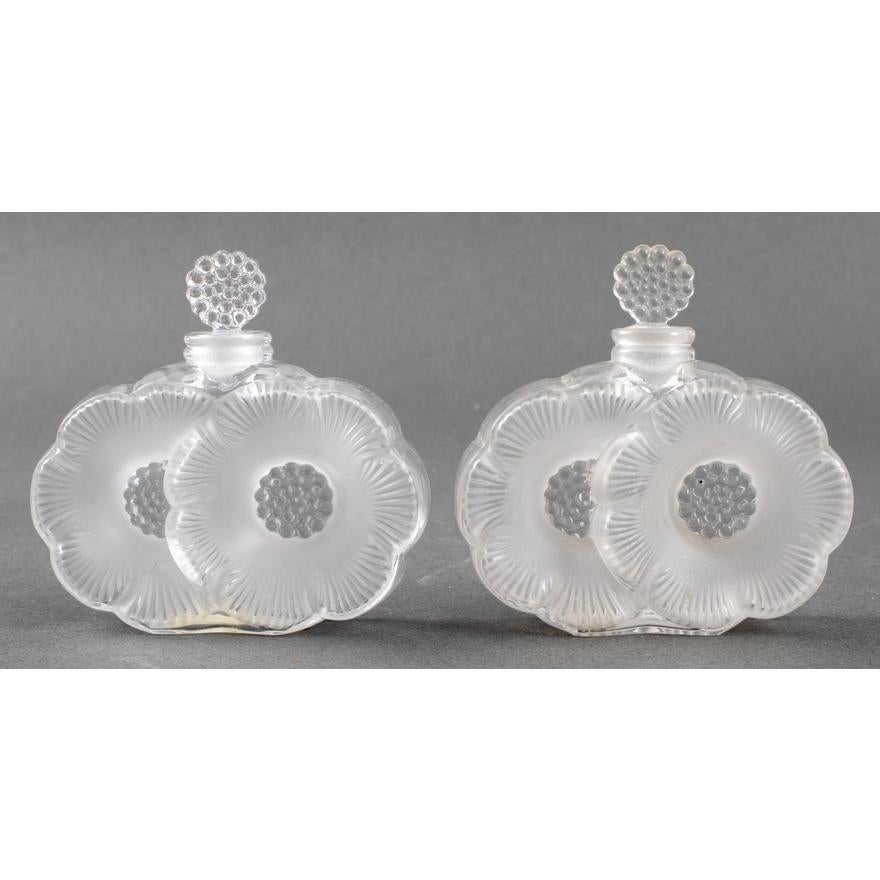 20th Century Pair Mid-Century Lalique Crystal Perfume Bottles For Sale