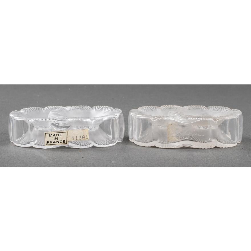 Pair Mid-Century Lalique Crystal Perfume Bottles For Sale 1