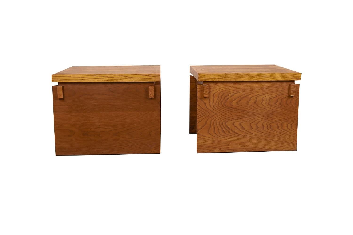 American Pair Mid Century Lane Brutalist End Tables Nightstands