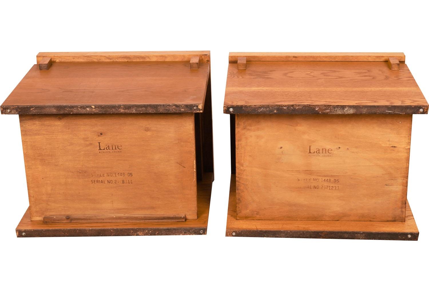 Wood Pair Mid Century Lane Brutalist End Tables Nightstands