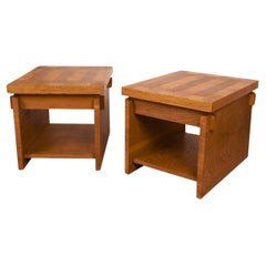 Pair Mid Century Lane Brutalist End Tables Nightstands