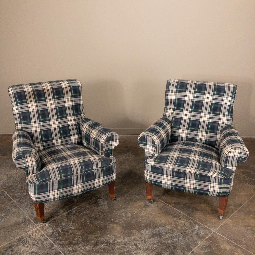 French Pair of Midcentury Lounge Armchairs