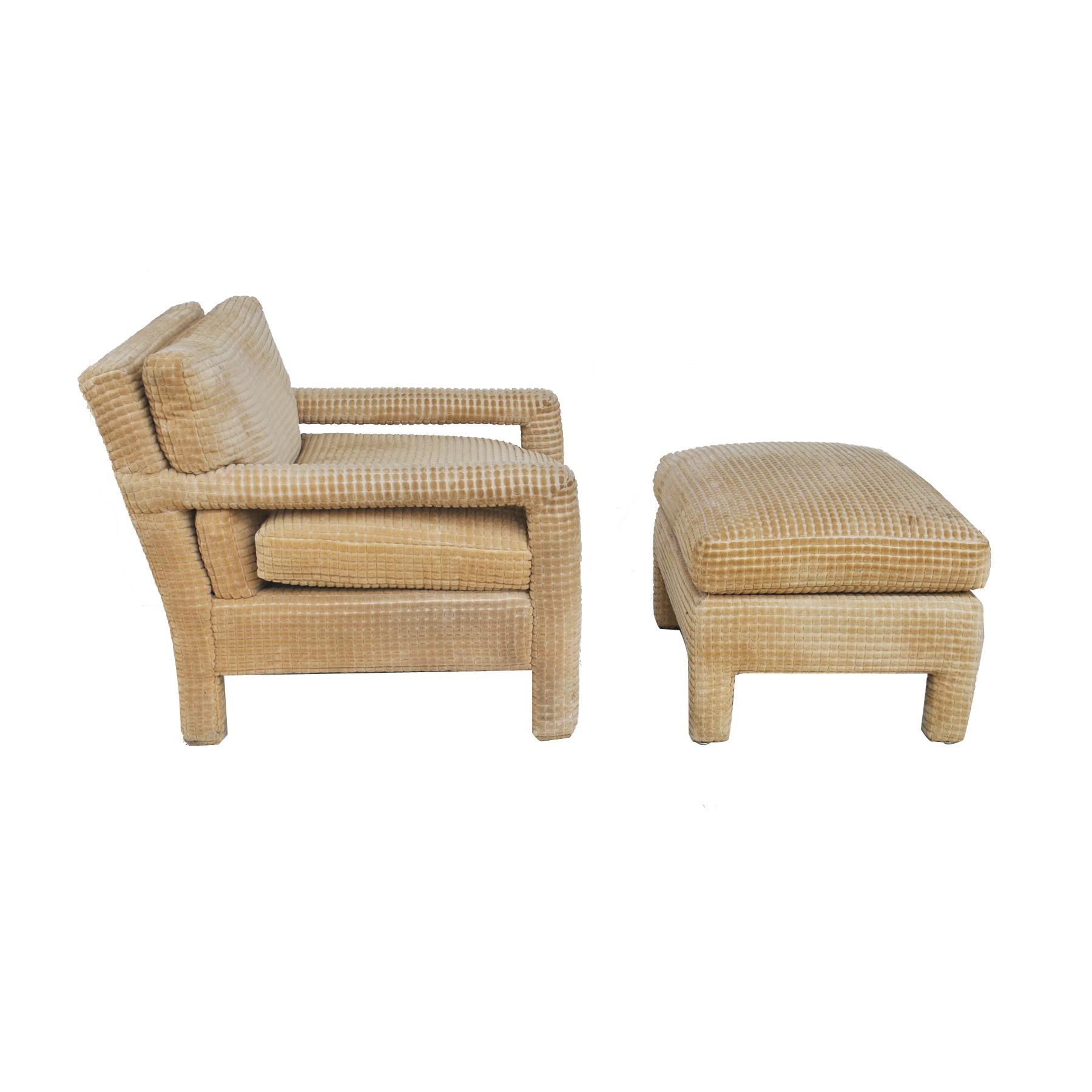 Mid-Century Modern Pair of Midcentury Lounge Chairs and Ottoman by John Mascheroni for Swaim