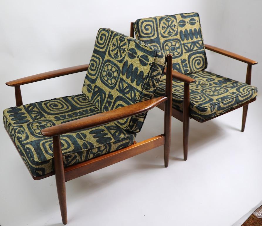 Upholstery Pair of Mid Century  Lounge Chairs by Baumritter