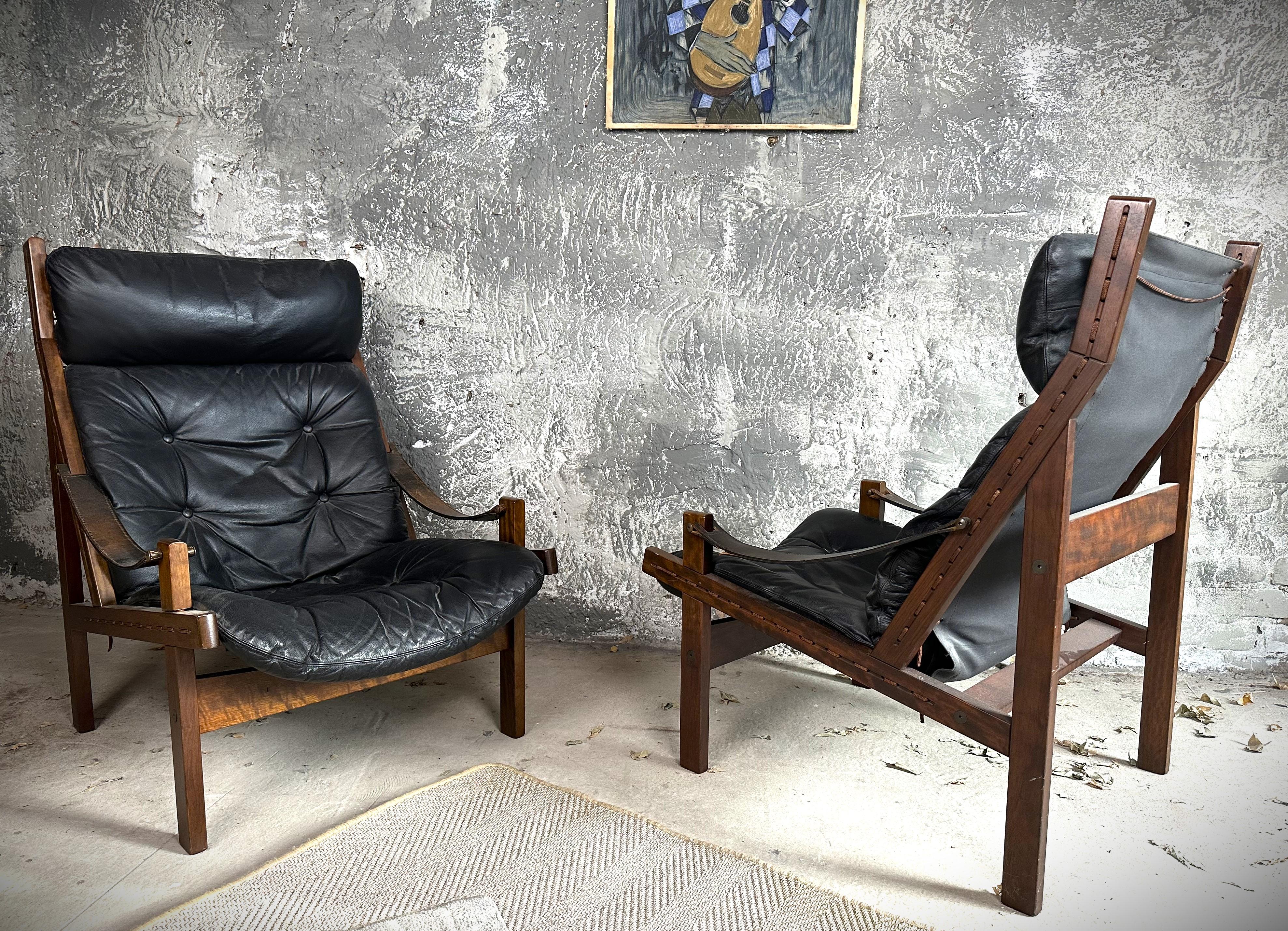 Pair Mid-Century Lounge Hunter Chairs by Torbjørn Afdal for Bruksbo, Norway 1960 For Sale 9