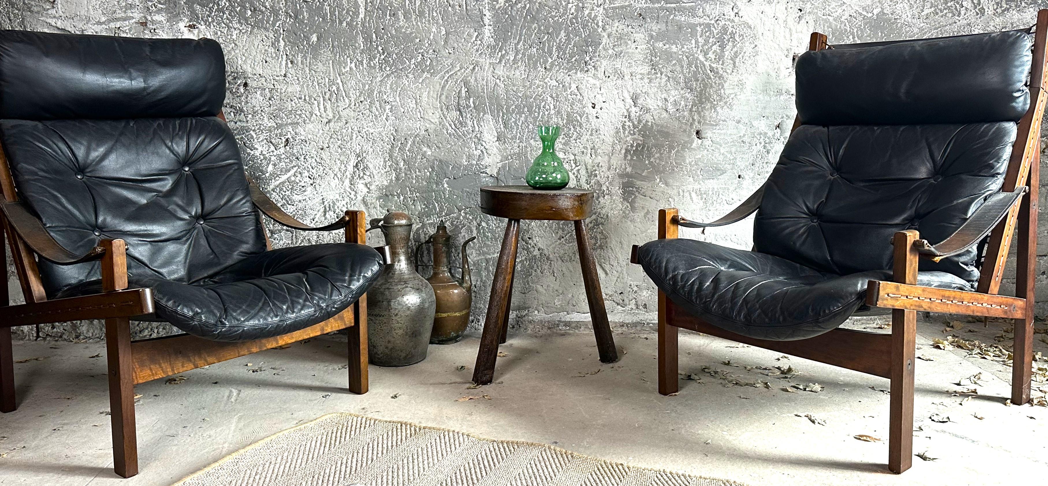 Pair Mid-Century Lounge Hunter Chairs by Torbjørn Afdal for Bruksbo, Norway 1960 For Sale 1