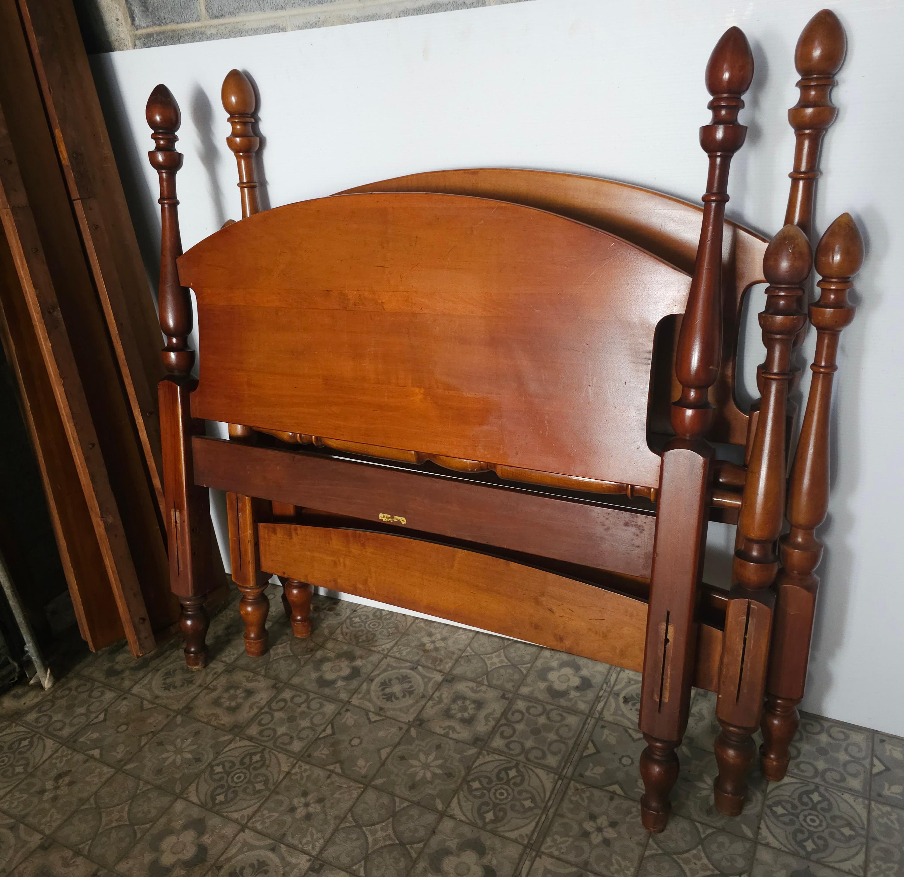Pair Mid Century Maple Semi Post Twin Beds by J.B. Van Sciver Furniture Co 3