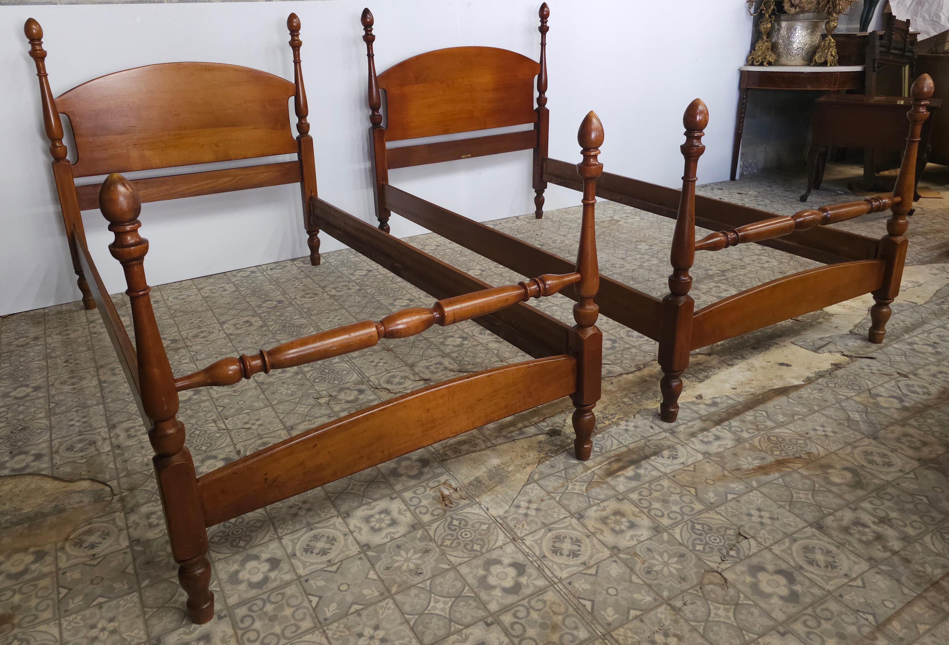 Other Pair Mid Century Maple Semi Post Twin Beds by J.B. Van Sciver Furniture Co