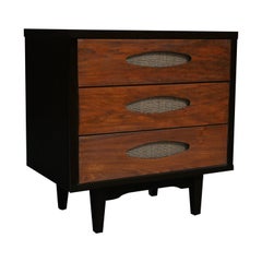 Pair of Midcentury McCoy Walnut Ebonized Nightstands