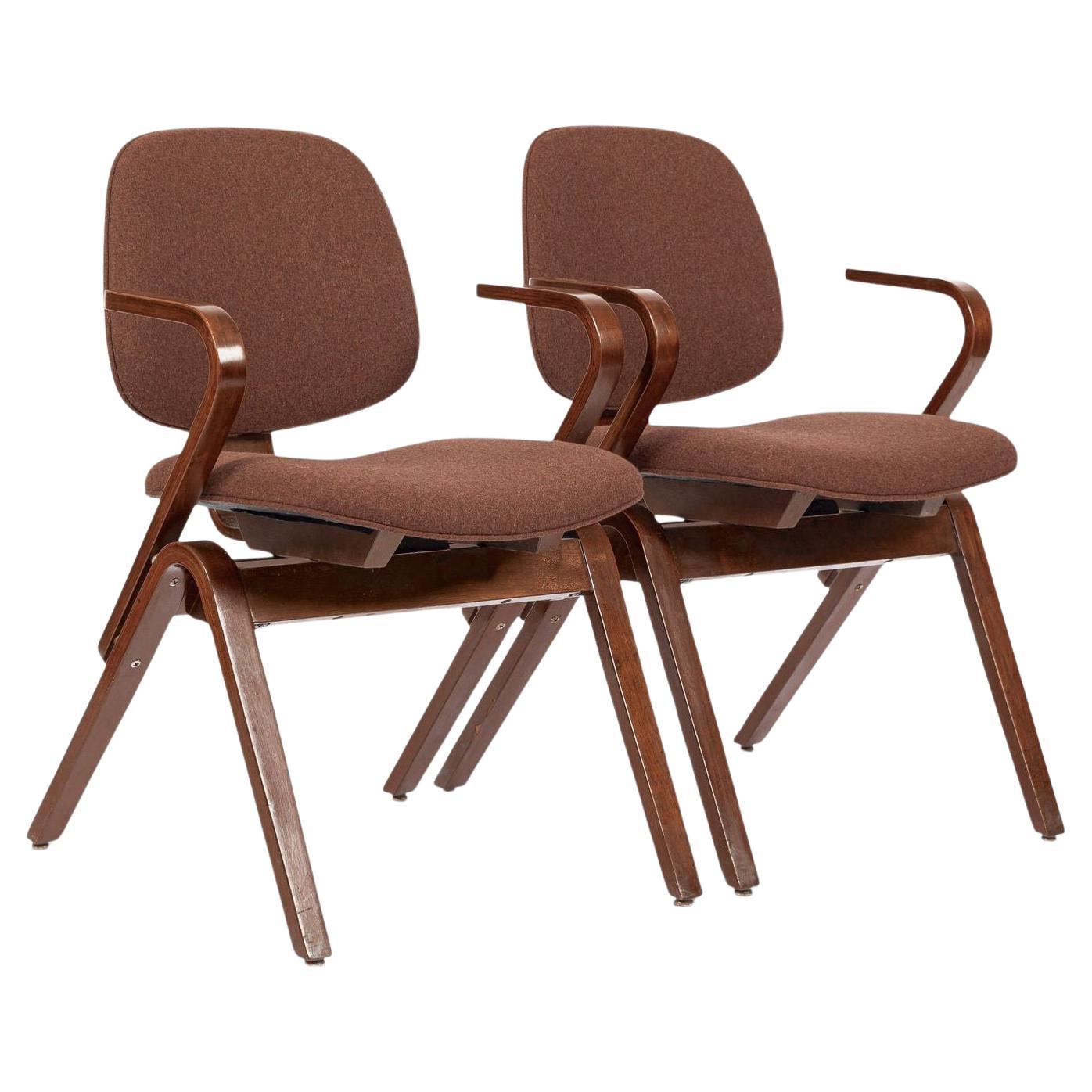 Pair Mid Century Modern Armchairs by Joe Atkinson for Thonet, 1950