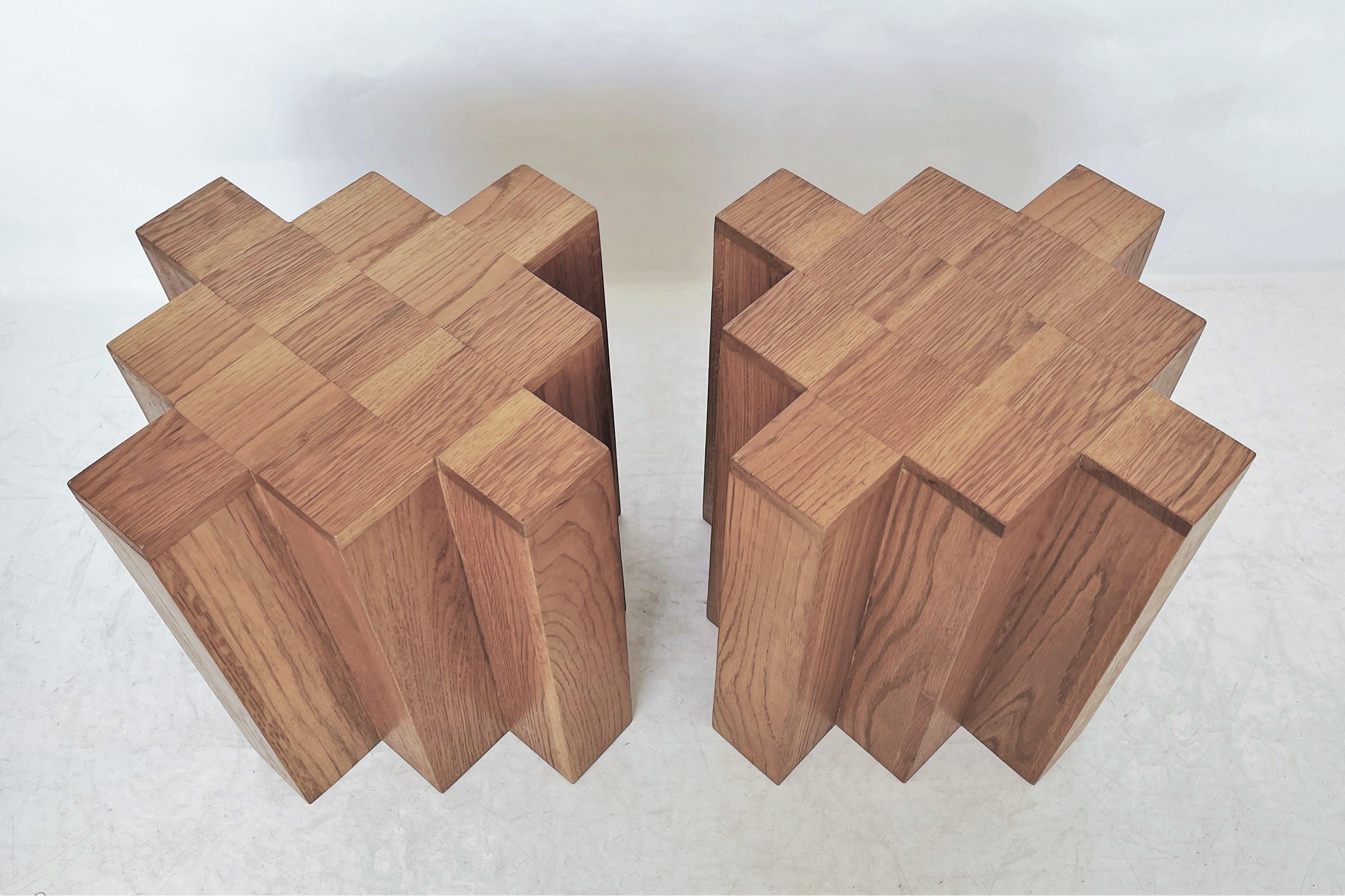Pair Mid-Century Modern Art Deco Style Skyscraper Side Tables In Good Condition For Sale In Dallas, TX
