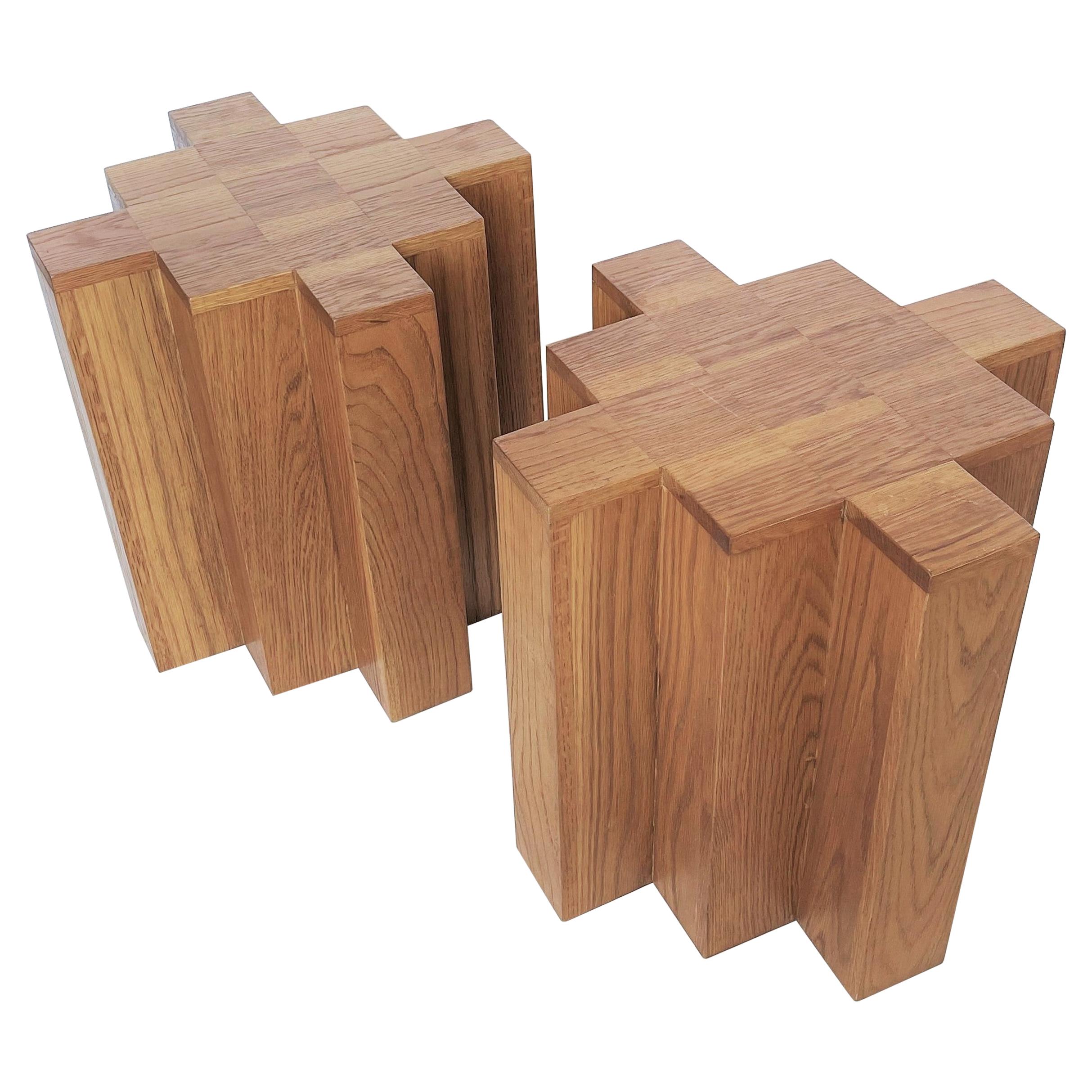 Pair Mid-Century Modern Art Deco Style Skyscraper Side Tables For Sale