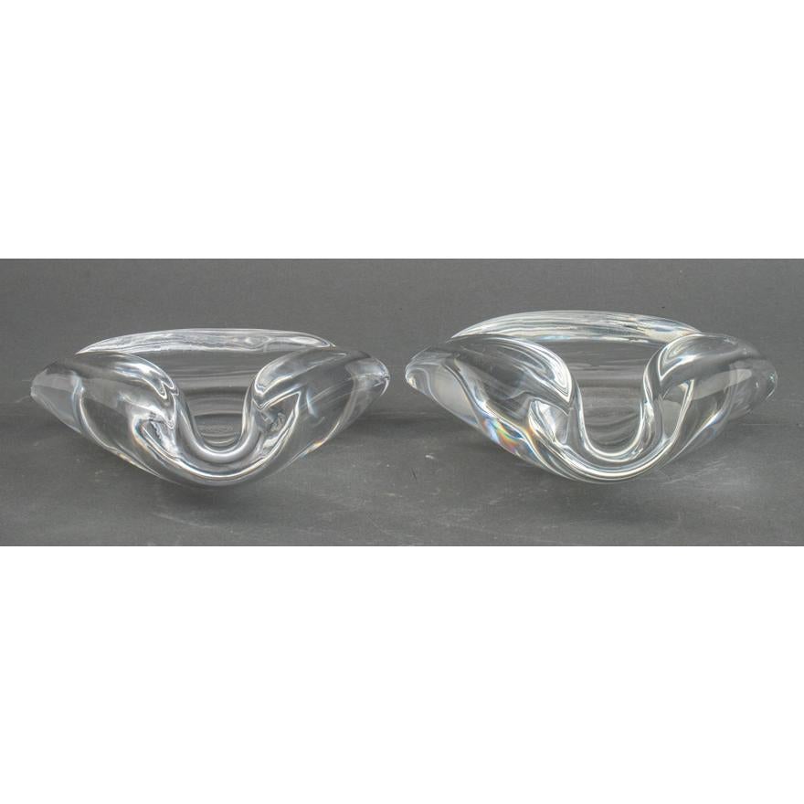 Pair Mid-Century Modern Baccarat Geometric Shaped Crystal Cigar Ashtrays For Sale 5