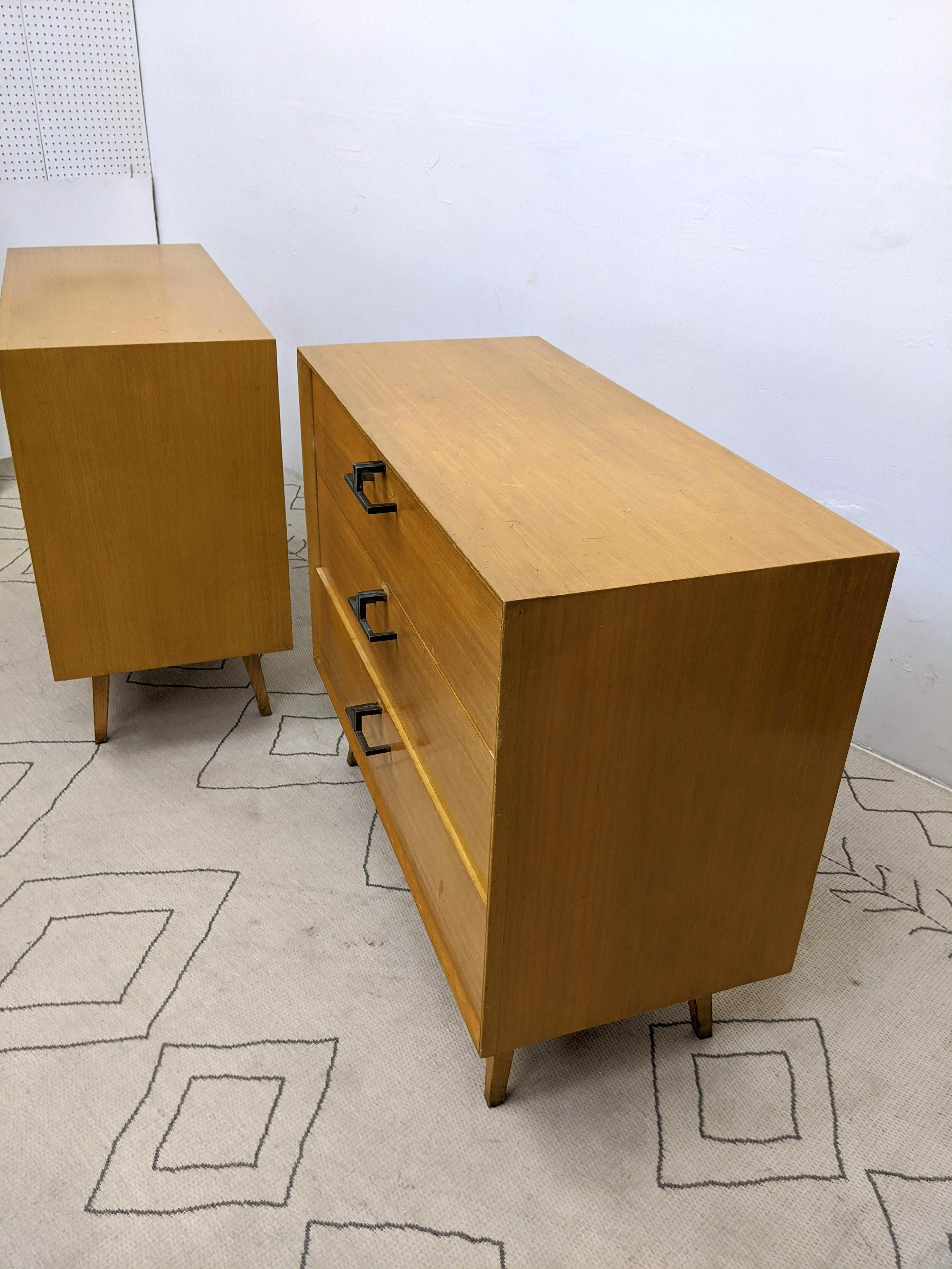 Brass Pair of Mid-Century Modern Bachelor Chest, Commodes or Dressers