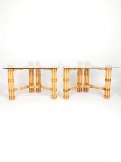 Beistelltische aus Bambus und Glas, Mid-Century Modern, Dal Vera, 1960, Italien, Paar