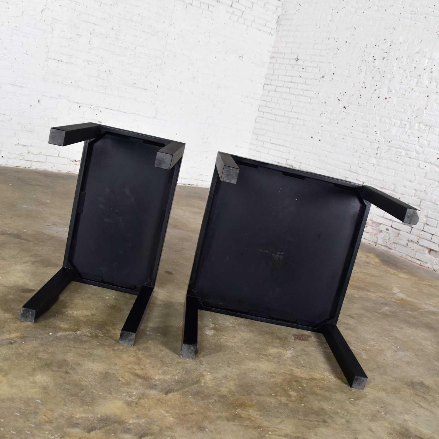 Mid-Century Modern Black Painted Parsons Side Tables 1 Square 1 Rectangle, Pair 7