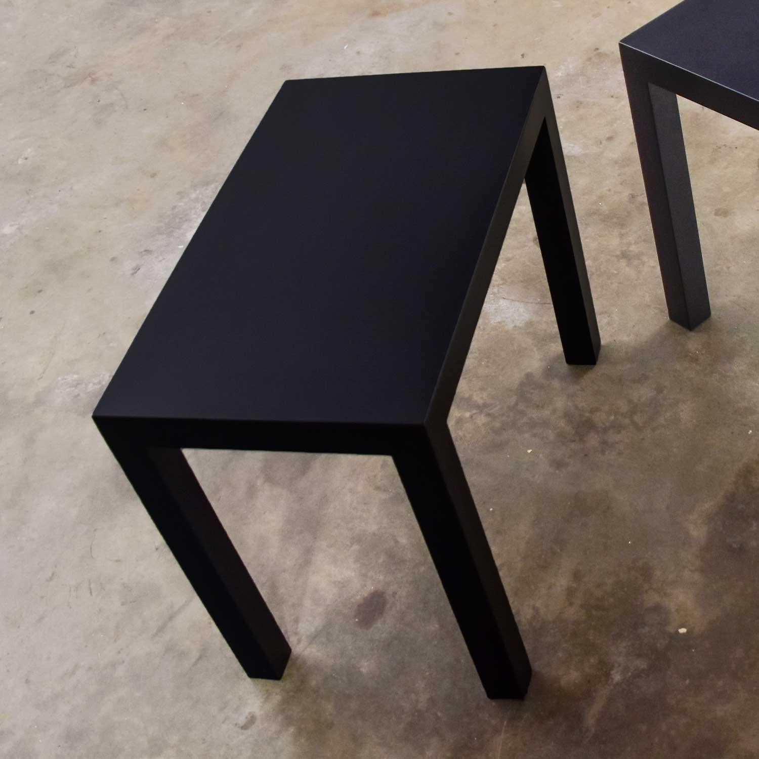 Mid-Century Modern Black Painted Parsons Side Tables 1 Square 1 Rectangle, Pair 3