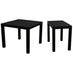 Mid-Century Modern Black Painted Parsons Side Tables 1 Square 1 Rectangle, Pair