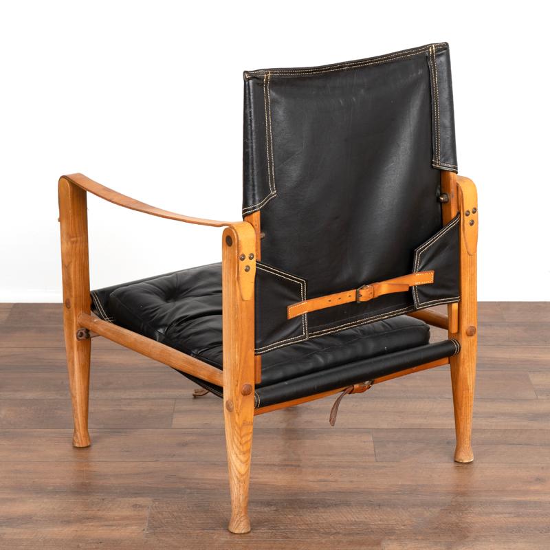 Pair, Mid-Century Modern Black Safari Chairs by Kaare Klint In Good Condition For Sale In Round Top, TX