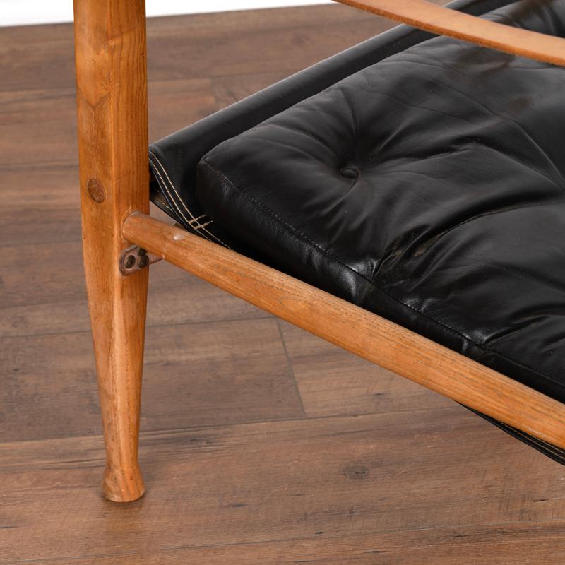 Pair, Mid-Century Modern Black Safari Chairs by Kaare Klint For Sale 1