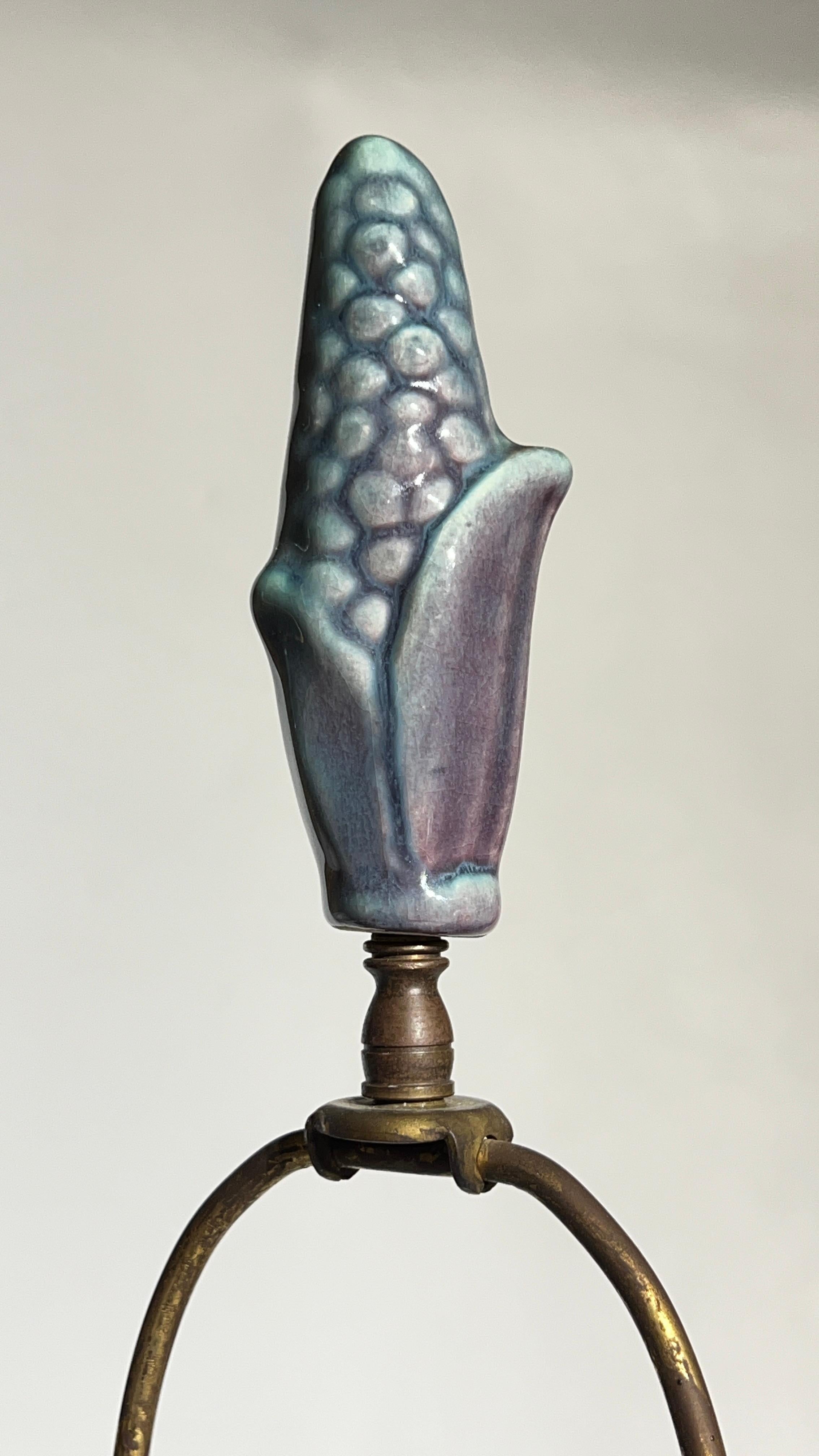 Pair Mid-Century Modern Blue Flambe Glazed Ceramic Table Lamps by Haeger 9