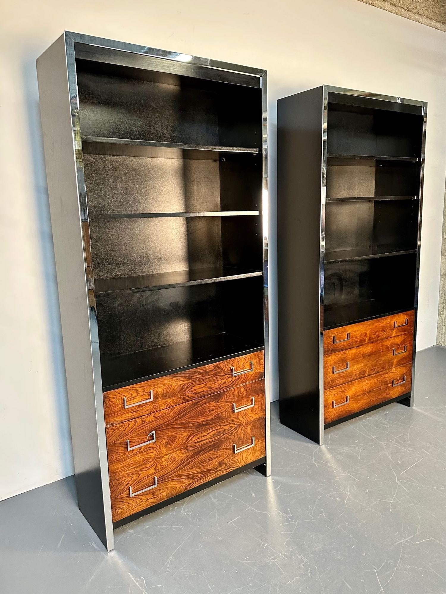 Pair Mid-Century Modern Bookcases / Shelving Unit, Milo Baughman for John Stuart 7