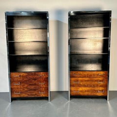 Paire de bibliothèques/étagères de style mi-siècle moderne, Milo Baughman pour John Stuart