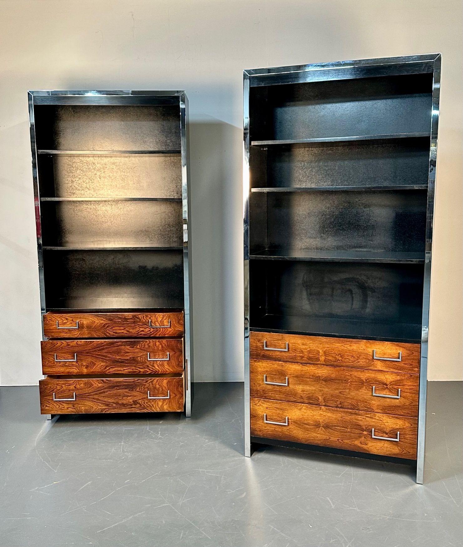 American Pair Mid-Century Modern Bookcases / Shelving Unit, Milo Baughman for John Stuart