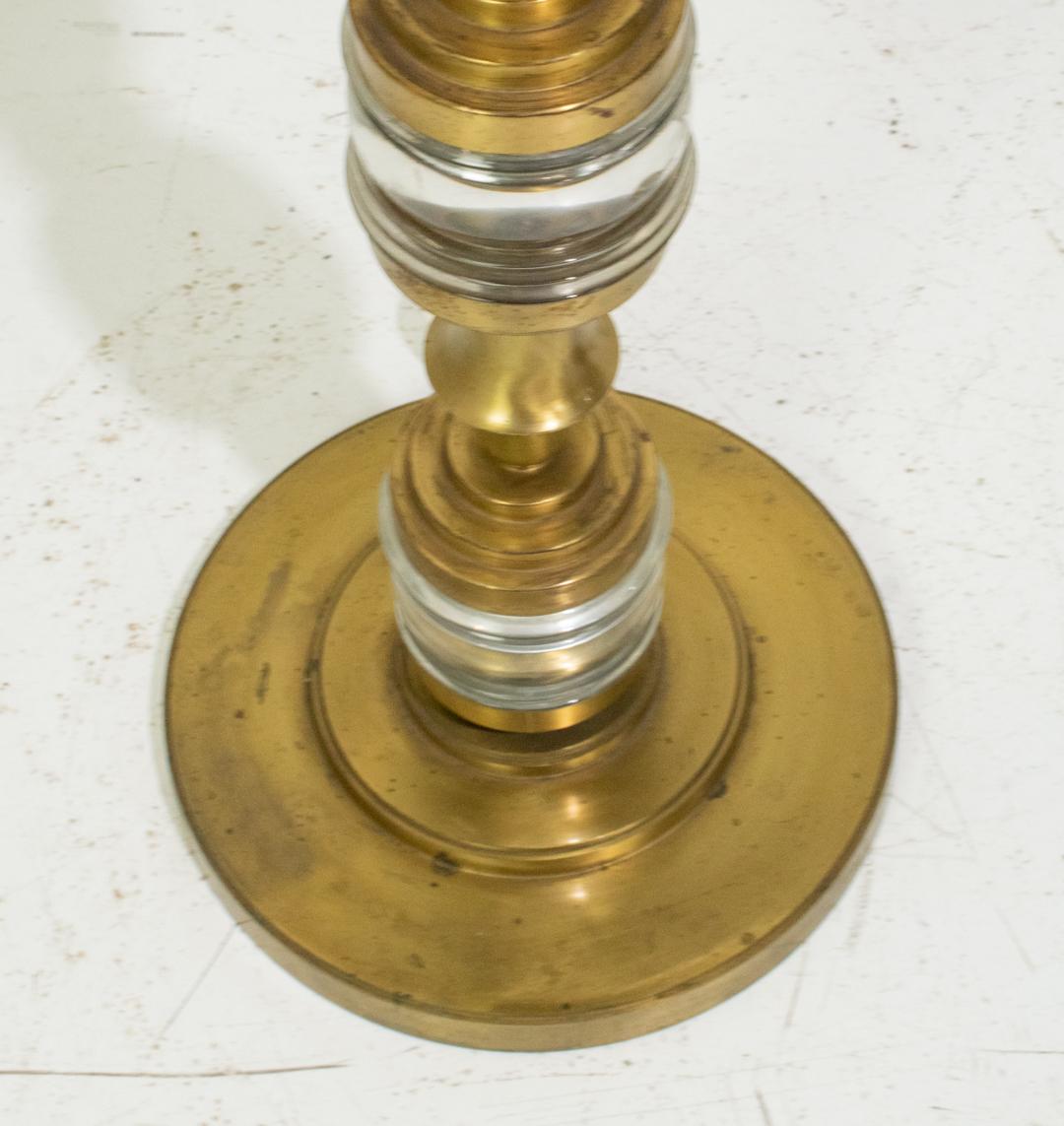 American Pair Mid-Century Modern Brass and Glass Floor Lamps