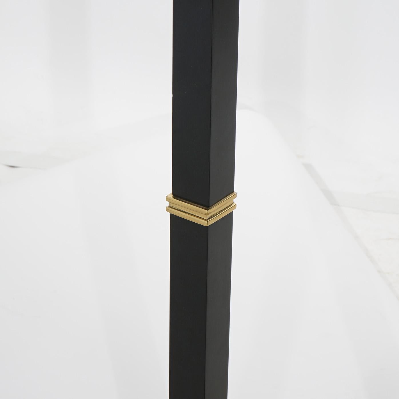 American Pair Mid Century Modern Brass & Ebonized Torchiere Floor Lamps, 20th C