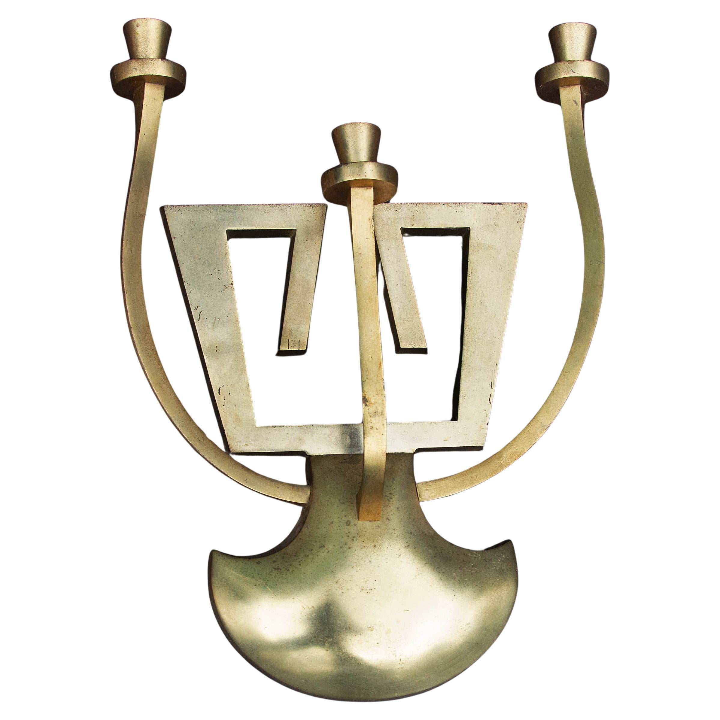 Pair mid century modern brass sconces. Excellent quality castings. Not meant to be wired. 