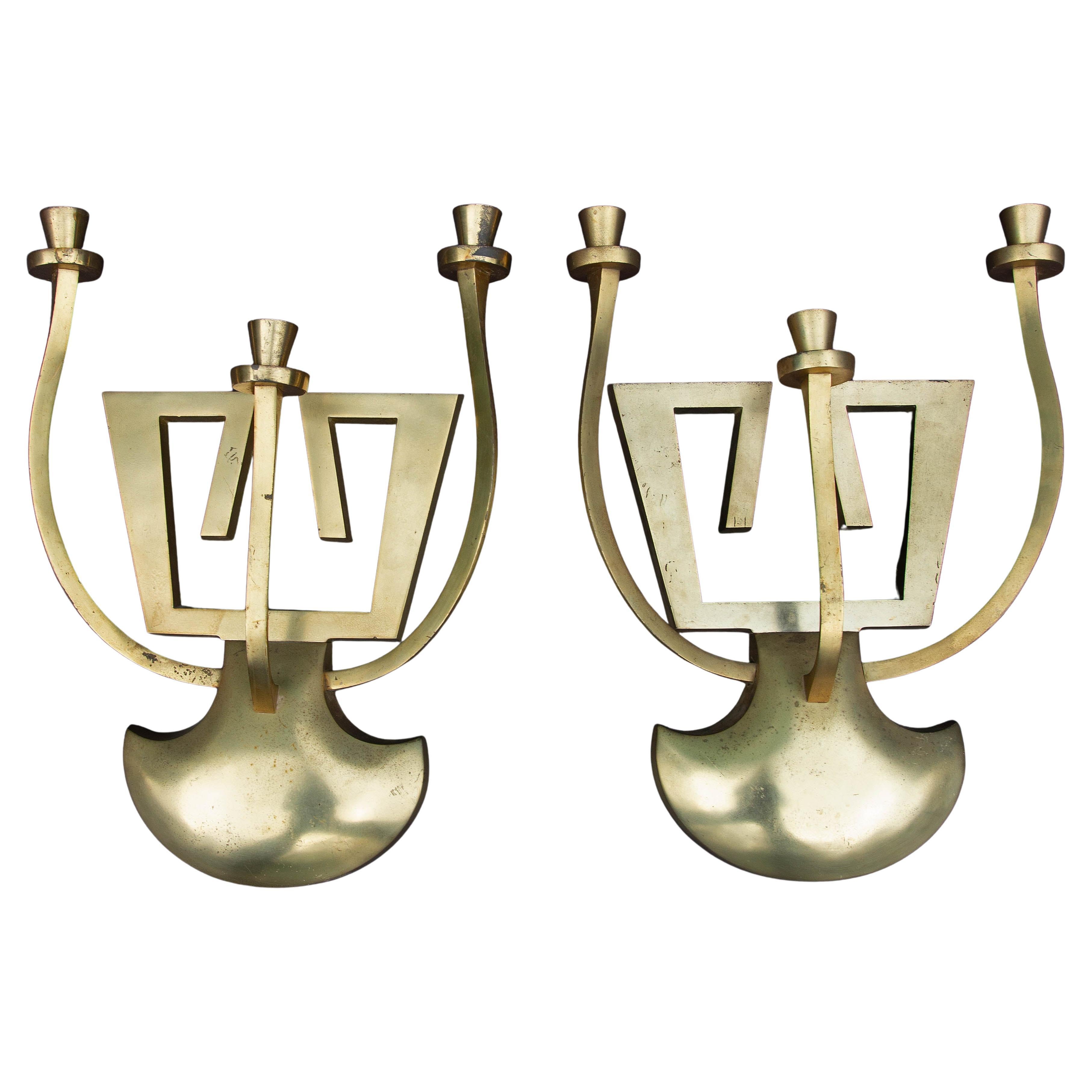 Paar  Mid Century Modern Messing Wandleuchter
