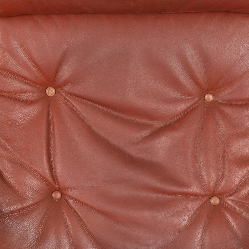 Pair, Mid-Century Modern Brown Vintage Leather Lounge Chairs, Denmark circa 1970 For Sale 3