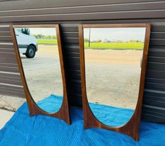 Pair Mid Century Modern Broyhill Brasilia Walnut Mirrors