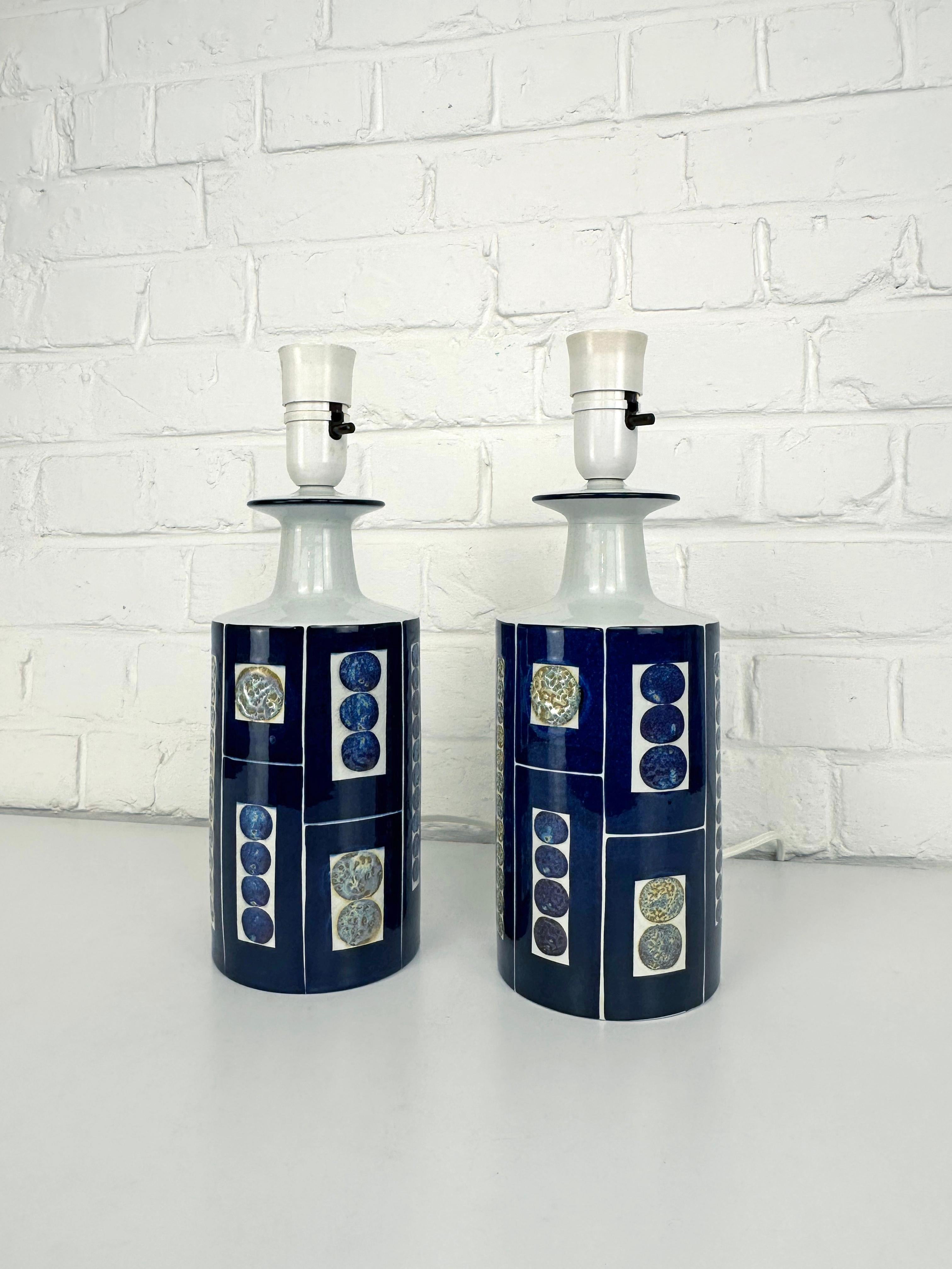 Pair Mid-Century Modern Ceramic Lamps Royal Copenhagen Fog&Morup Denmark 1960s im Angebot 2