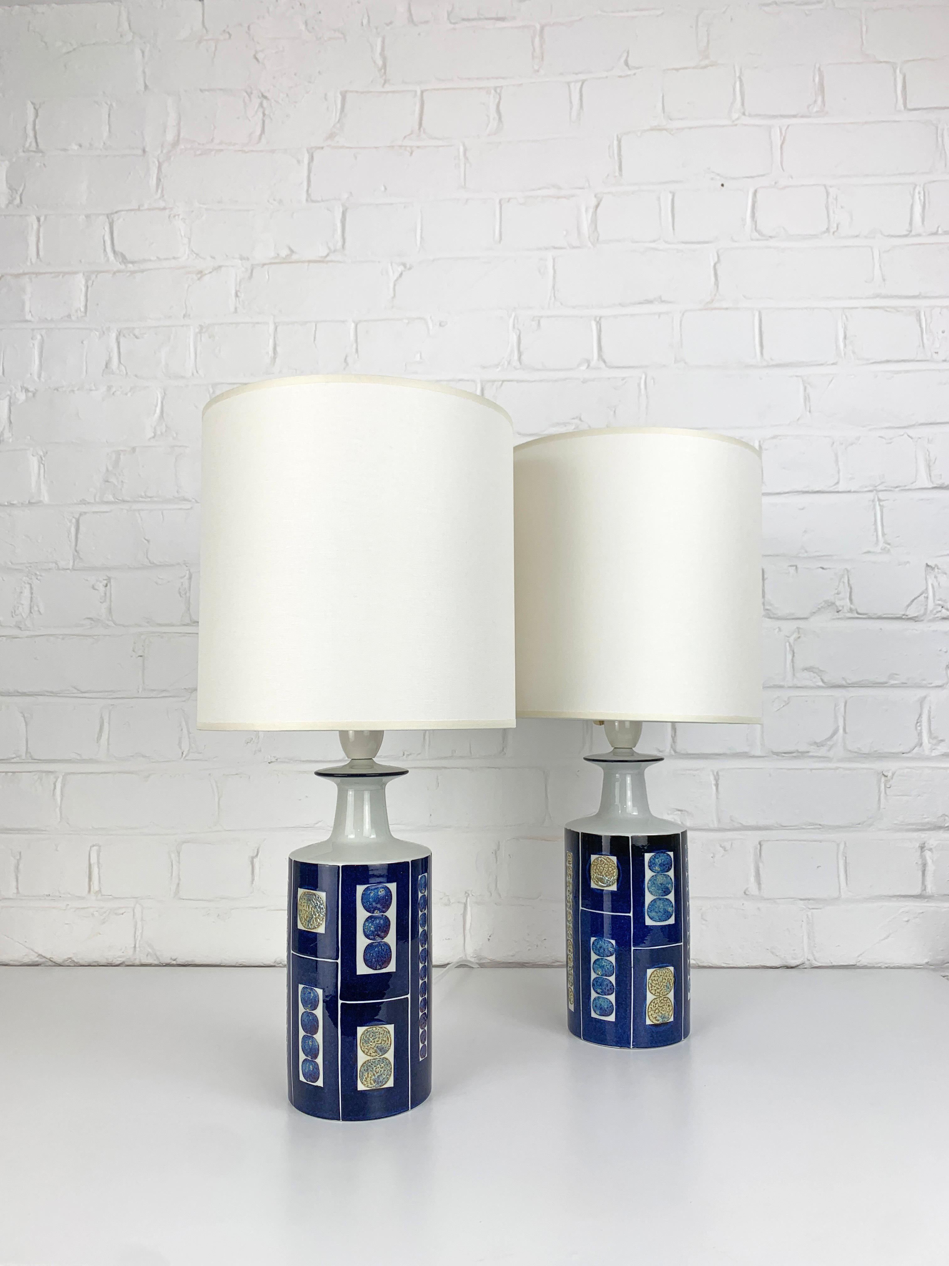 Pair Mid-Century Modern Ceramic Lamps Royal Copenhagen Fog&Morup Denmark 1960s (Skandinavische Moderne) im Angebot