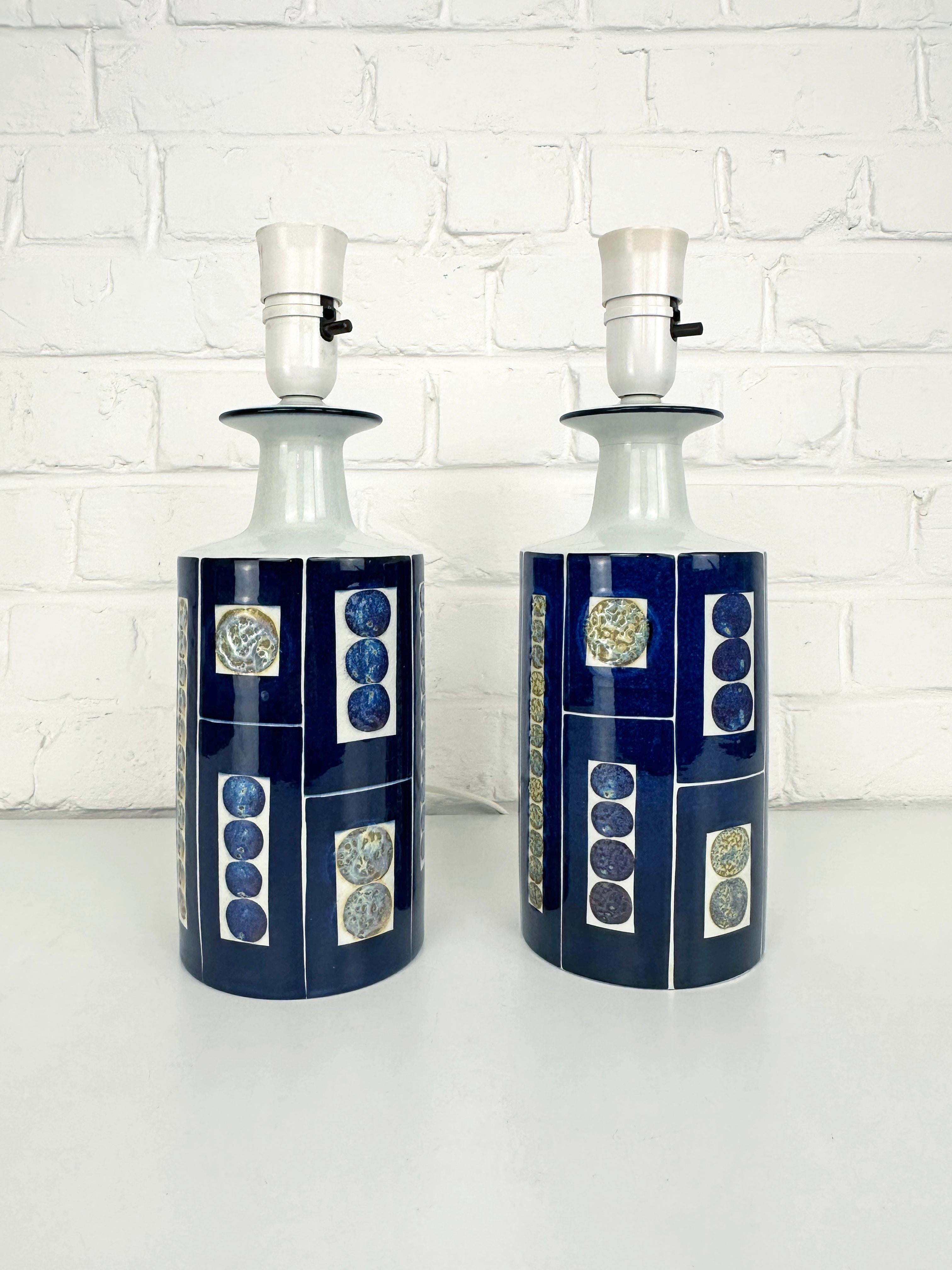Pair Mid-Century Modern Ceramic Lamps Royal Copenhagen Fog&Morup Denmark 1960s im Angebot 1