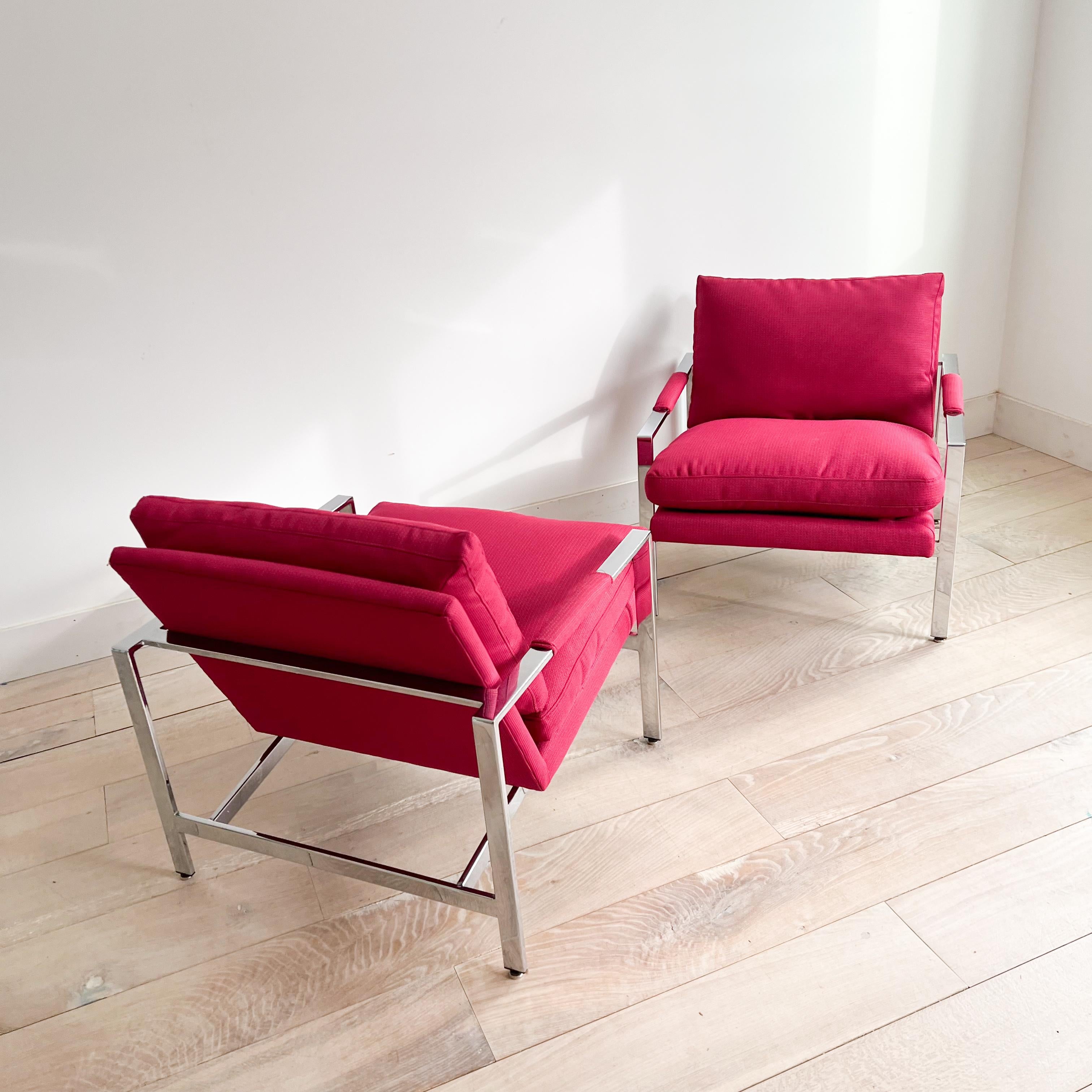 Mid-Century Modern Paire de chaises longues chromées mi-siècle modernes de Milo Baughman pour Thayer Coggin en vente
