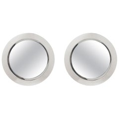 Pair of Mid-Century Modern Circular Porthole Wall Mirror in Chrome, Curtis Jere
