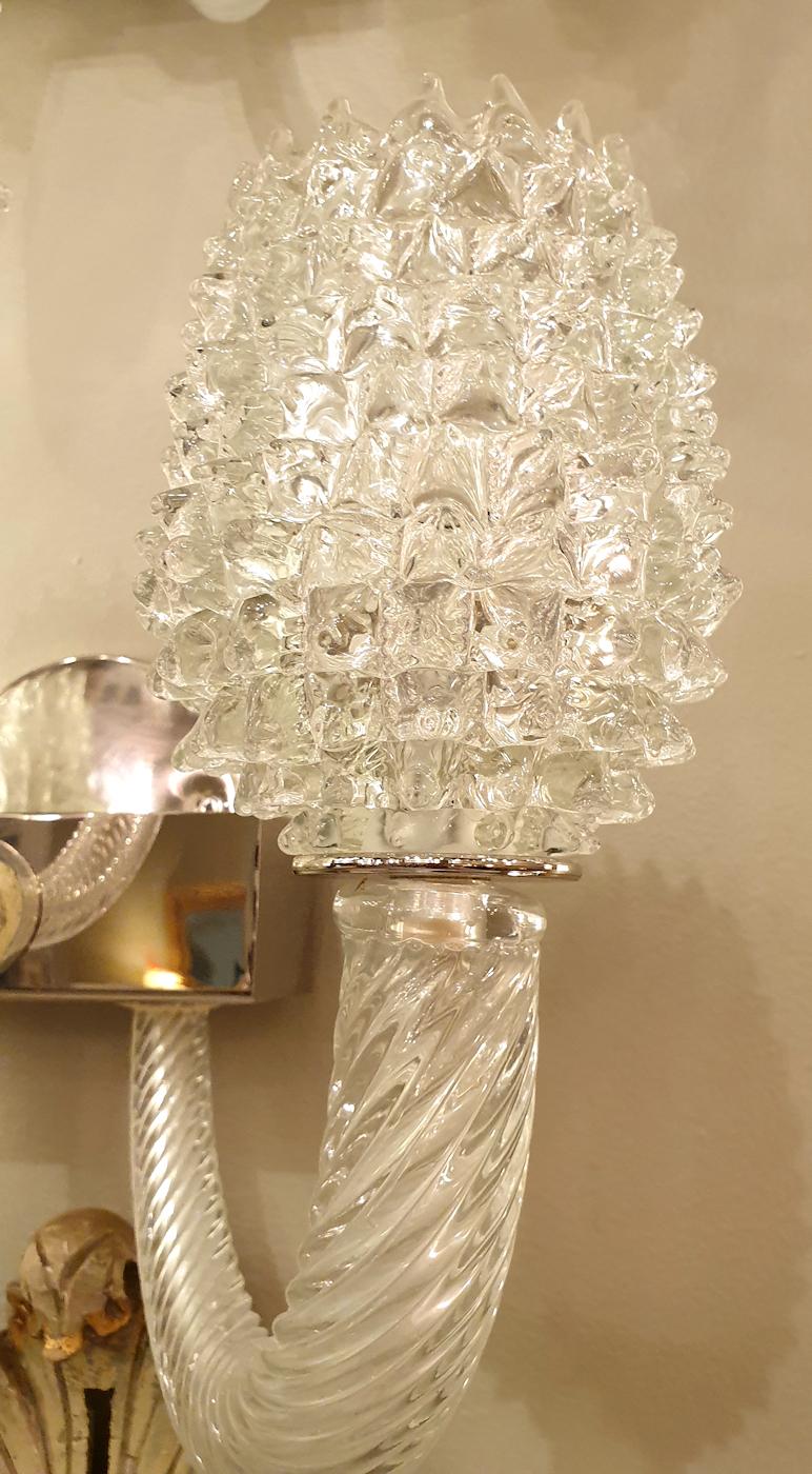 Four Mid-Century Modern Clear Textured Murano Glass Sconces by Barovier, 1970 2